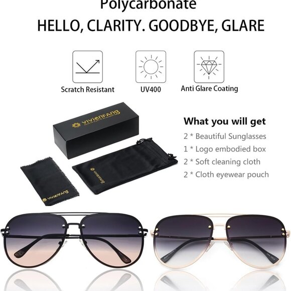 Oversized Aviator Sunglasses Women UV Protection 65mm Frames Summer Accessory - Picture 5 of 5